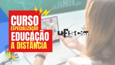 Universidade Federal de São Carlos - UFSCAR abre inscrições para 300 vagas em Especialização TOTALMENTE EAD na área da Educação.