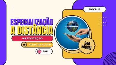 A Fundação Oswaldo Cruz - Fiocruz abre inscrições para Pós-Graduação e Especialização EAD gratuita na área da Educação; 240 vagas