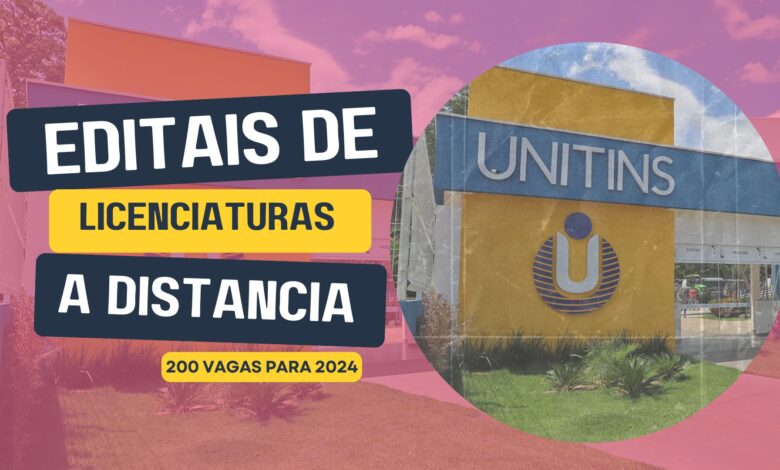 Universidade Estadual do Tocantins - Unitins abre inscrições para 2 Cursos de Graduação EAD gratuitos e Licenciaturas na Educação;