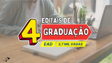 Confira 4 Editais de Graduação EAD ABERTOS com 3.750 Vagas em diversas áreas com Inscrições em Agosto de 2024. Não perca!