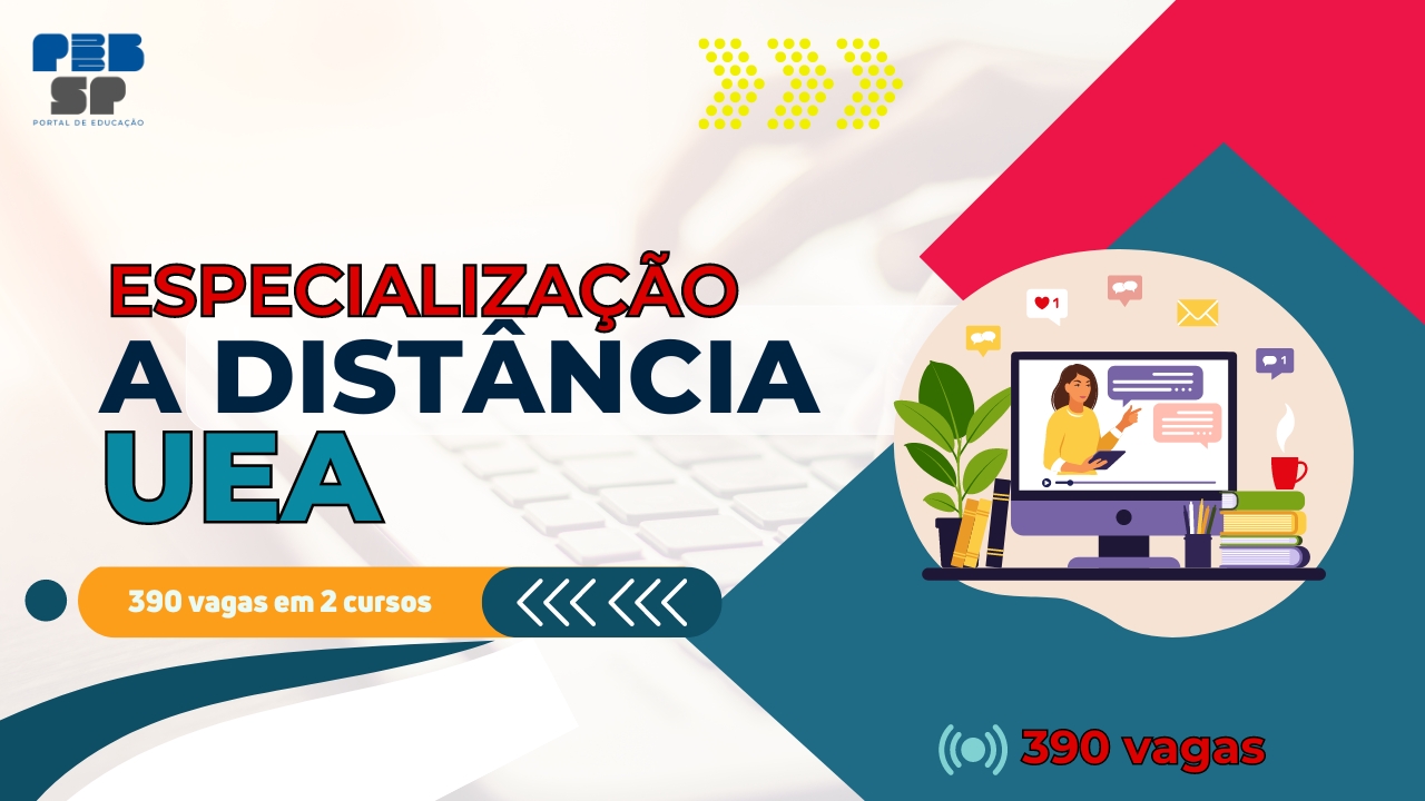 A Universidade Estadual do Amazonas - UEA divulga novos prazos de inscrições para 2 Cursos de Especialização EAD com 390 vagas em 2024.