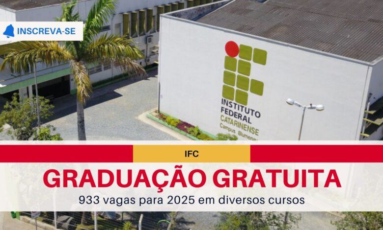 IFC abre inscrições para o Vestibular Unificado 2025 com 933 vagas em cursos superiores gratuitos! Confira e Inscreva-se!