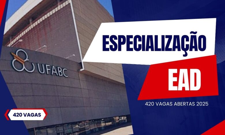 Inscrições abertas para Pós-Graduação EAD GRATUITAS da UFABC! 420 vagas abertas em dois cursos de Especialização EAD! Confira