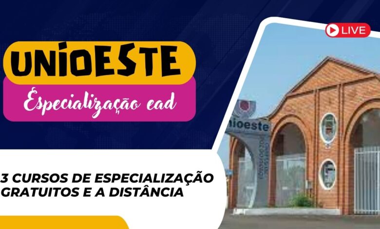 UNIOESTE recebe inscrições para Cursos de Especialização EAD até amanhã! São 500 vagas totalmente Gratuitas para Graduados!