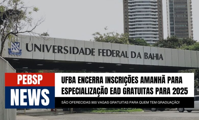 As vagas para as Especializações EAD da UFBA se encerram amanhã! Garanta sua participação em cursos gratuitos e avance na sua carreira.