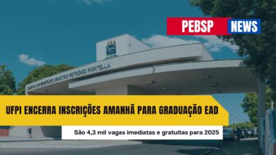 Última chance! 4.350 vagas em 17 cursos de graduação EAD gratuitos na UFPI. Inscrições encerram amanhã, 16! Garanta sua vaga!