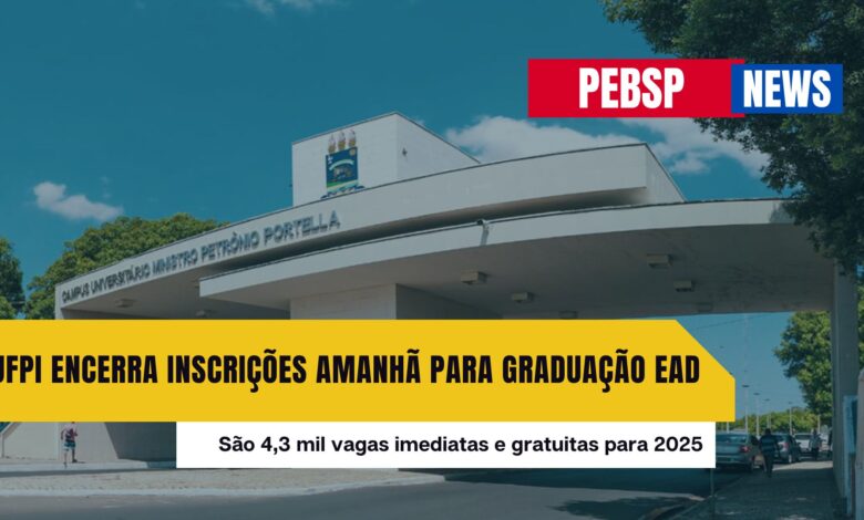 Última chance! 4.350 vagas em 17 cursos de graduação EAD gratuitos na UFPI. Inscrições encerram amanhã, 16! Garanta sua vaga!