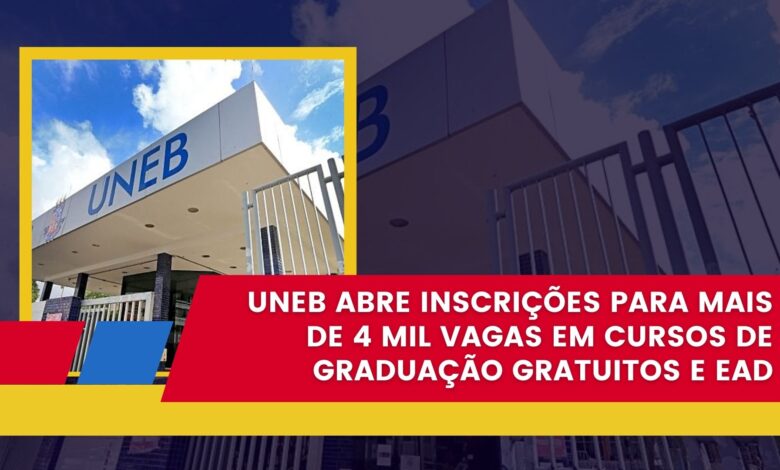 Vestibular UNEB 2025! São mais de 4.300 vagas em cursos de Graduação presenciais e EAD. Inscrições encerram em 3 dias (07/10)!