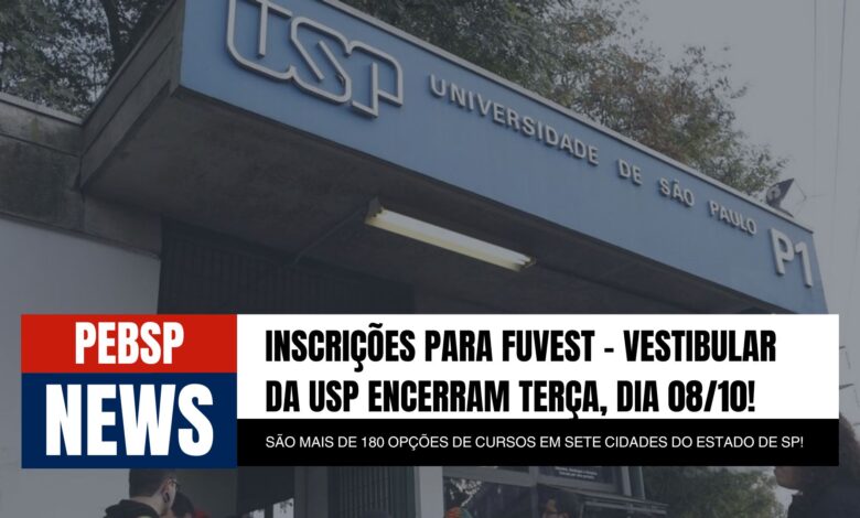 Última chance! Vestibular da USP 2025 conta com 8 mil vagas e Inscrições até terça, 8 de outubro. Estude na melhor universidade do BRASIL!