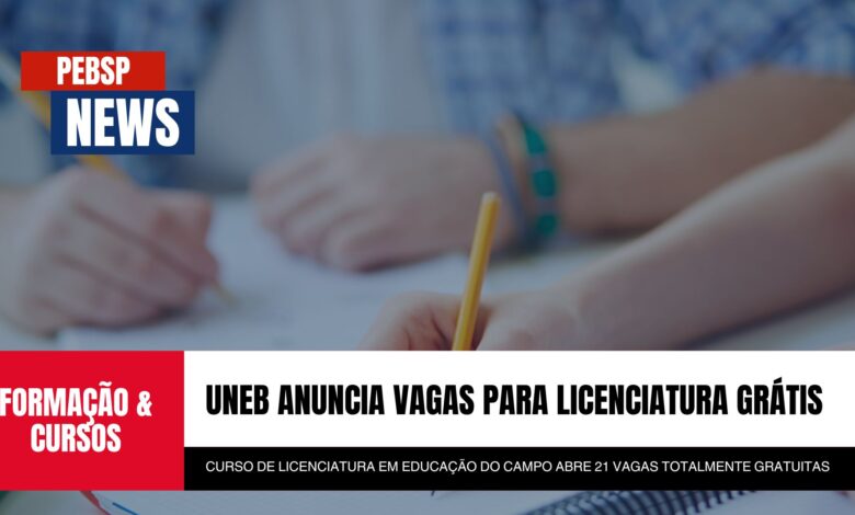 UNEB abre Inscrições GRATUITAS para Licenciatura em Educação do Campo com 21 vagas. Inscreva-se até 10/10 e garanta sua vaga!