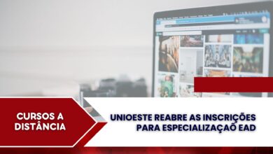 UNIOESTE REABRE inscrições para Especialização EAD em Educação Infantil, Leitura & Literatura, Educação Fiscal. Inscrições até 20/10.