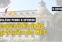 5 especializações Colégio Pedro II do MEC: Ciências Sociais, Educação Étnico-Racial, História da África, Francês e Matemática.