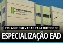 O IFRJ abre inscrições para 4 Cursos de Especialização EAD Gratuitos na área da Educação com 350 vagas inteiramente gratuitas! Confira!