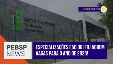 Especializações - EAD à distância do IFRJ estão com inscrições ABERTAS: 350 vagas em 5 áreas. Inscrições abertas de 24/10 a 24/11/2024.