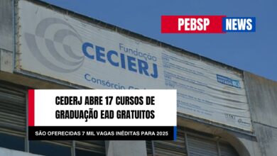 Consórcio CEDERJ recebe inscrições para mais de 7 mil vagas em 17 opções de Cursos de Graduação EAD GRATUITOS de Bacharelado e Licenciatura!