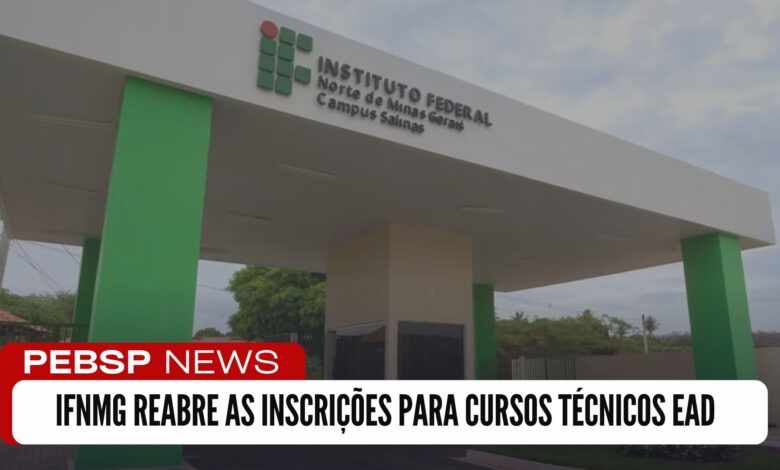 Inscrições reabertas para cursos técnicos EAD gratuitos no IFNMG - Campus Pirapora! Vagas limitadas até 07/12. Inscreva-se agora!