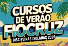 Inscrições abertas! Cursos de Verão 2025 e disciplinas do 1º semestre na Ensp - Fiocruz. Vagas limitadas! Inscreva-se até 10/01